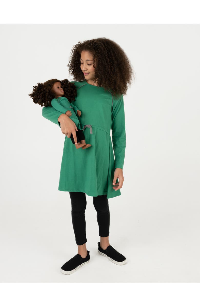 Leveret Girls Bow Tie Dress with Matching Doll Dress, Alternate, color, Green