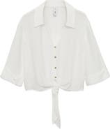 MANGO Flare Sleeve Button-Up Top