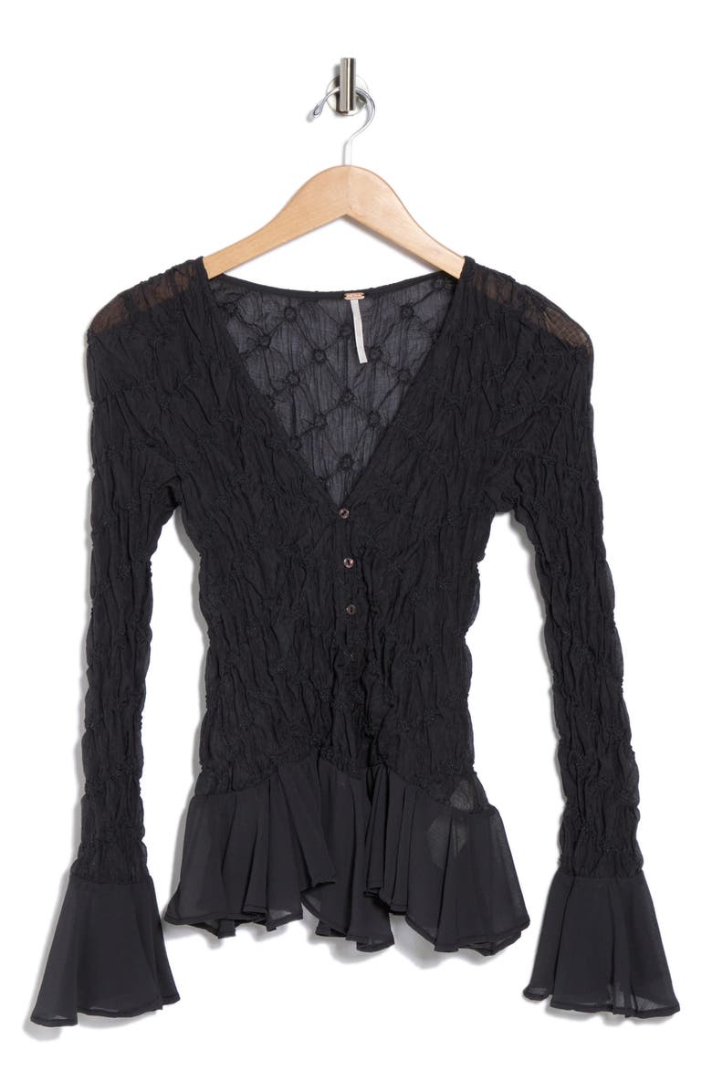 Elias Smocked Long Sleeve Button-Up Top