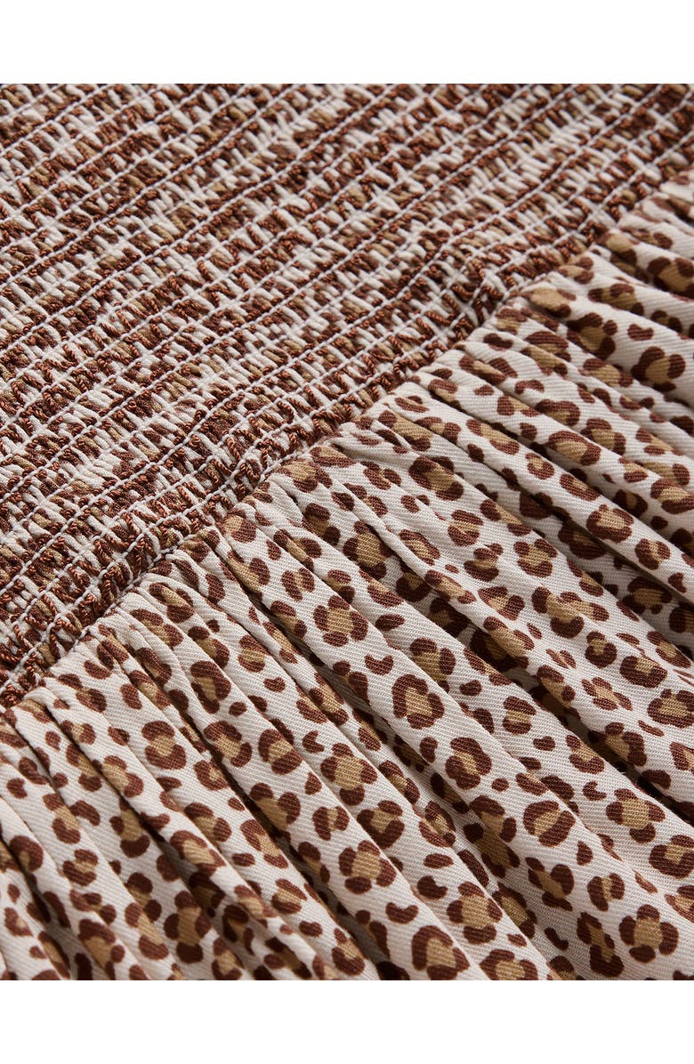 Mini Boden Kids' Animal Print Long Sleeve Smocked Dress, Alternate, color, Brown Leopard Print