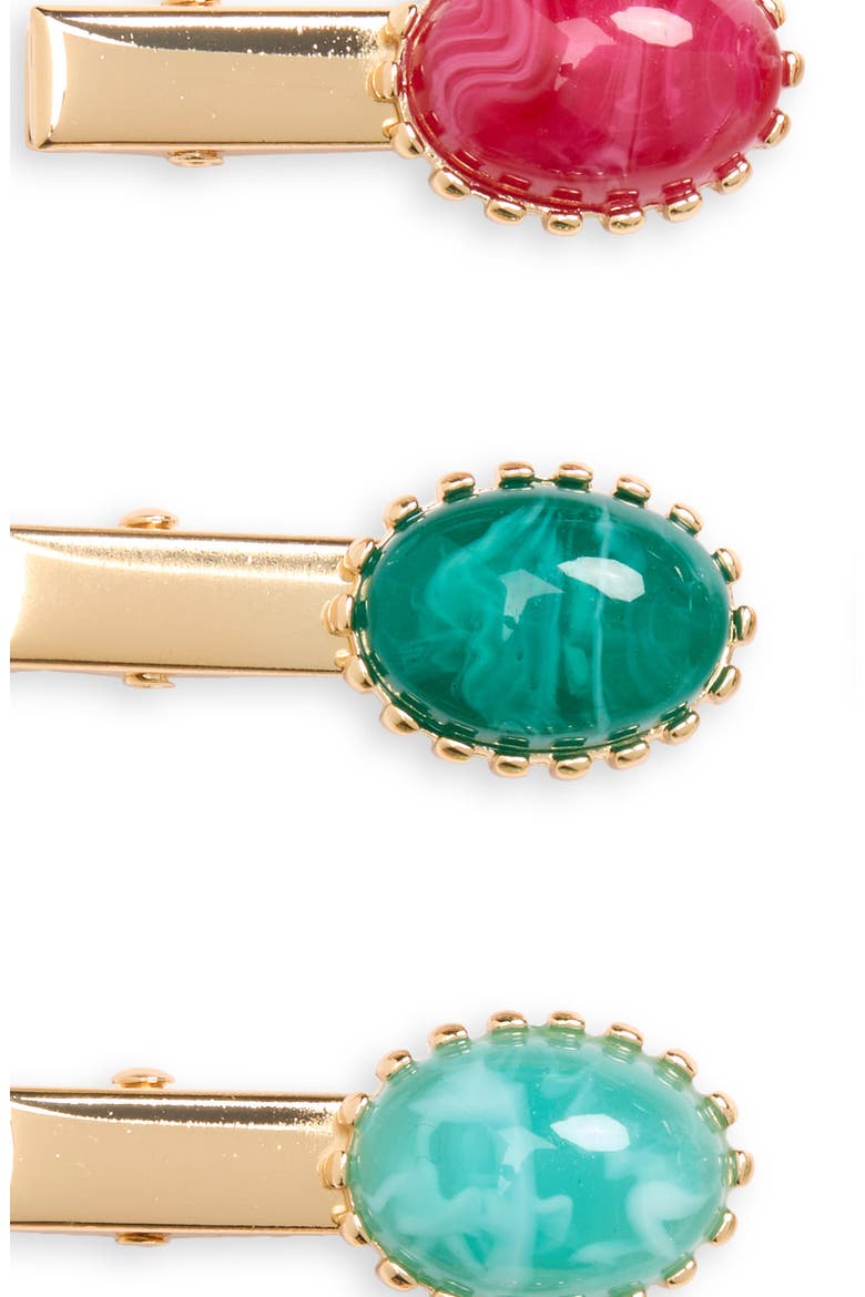 Assorted 8-Pack Cabochon Hair Clips, Alternate, color, TURQUOISE MULTI