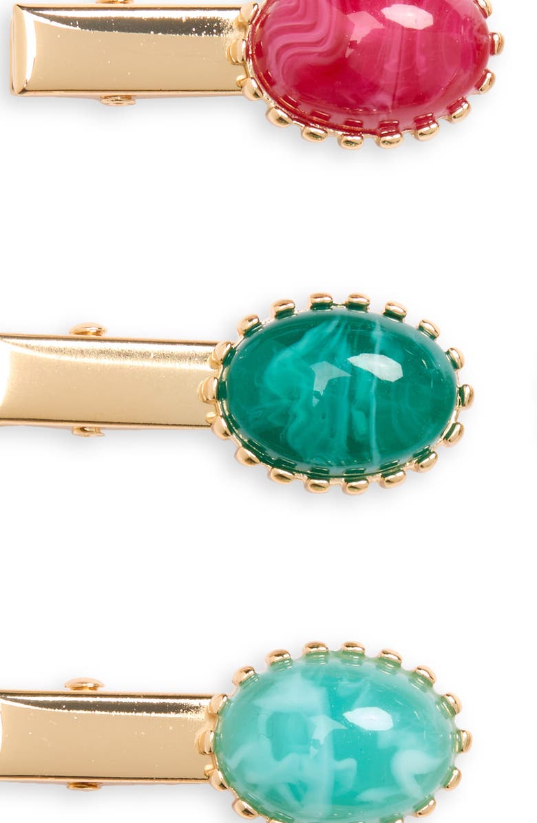 Tasha Assorted 8-Pack Cabochon Hair Clips, Alternate, color, Turquoise Multi