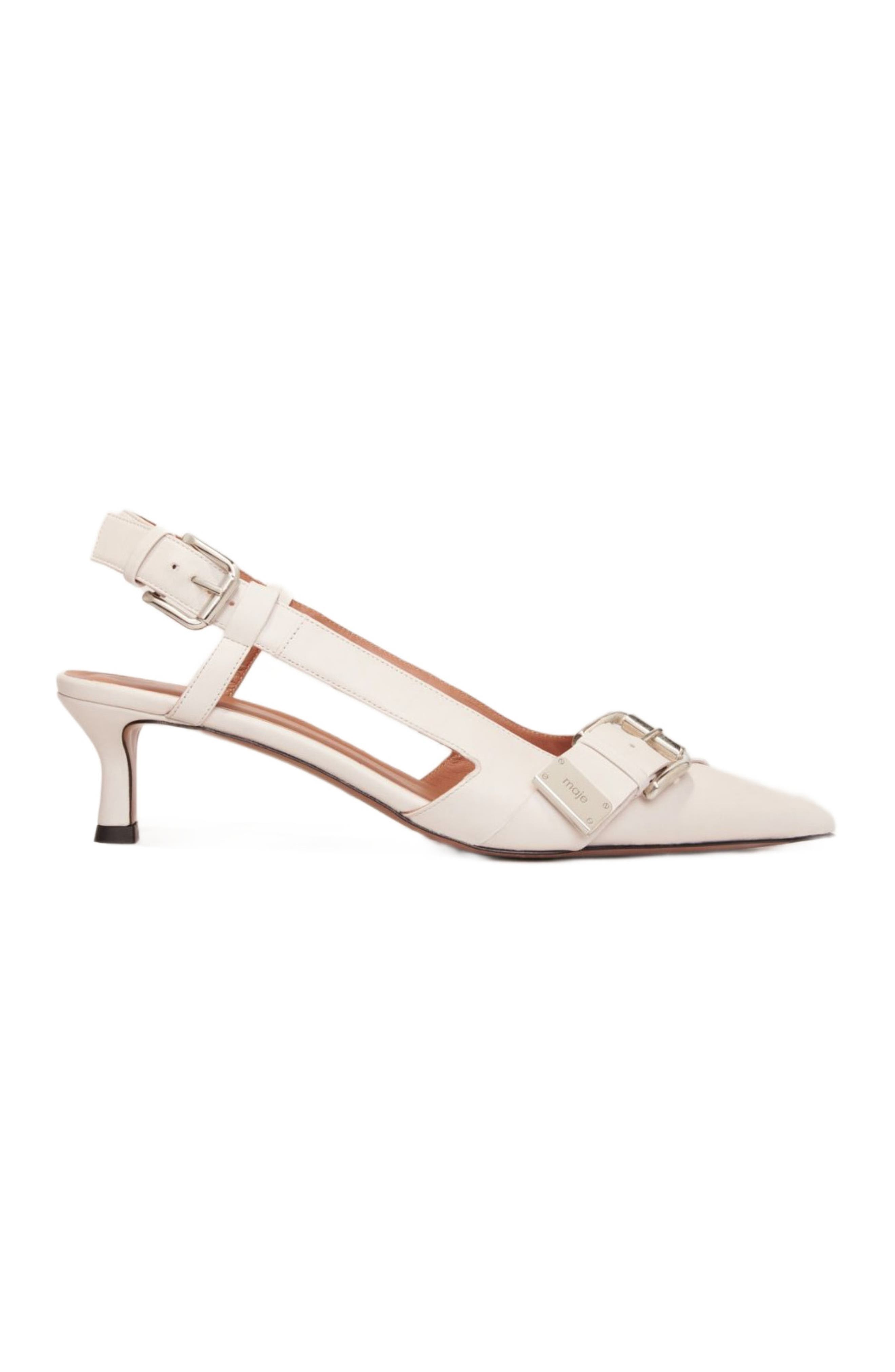 maje Double buckle slingback pump, Alternate, color, 