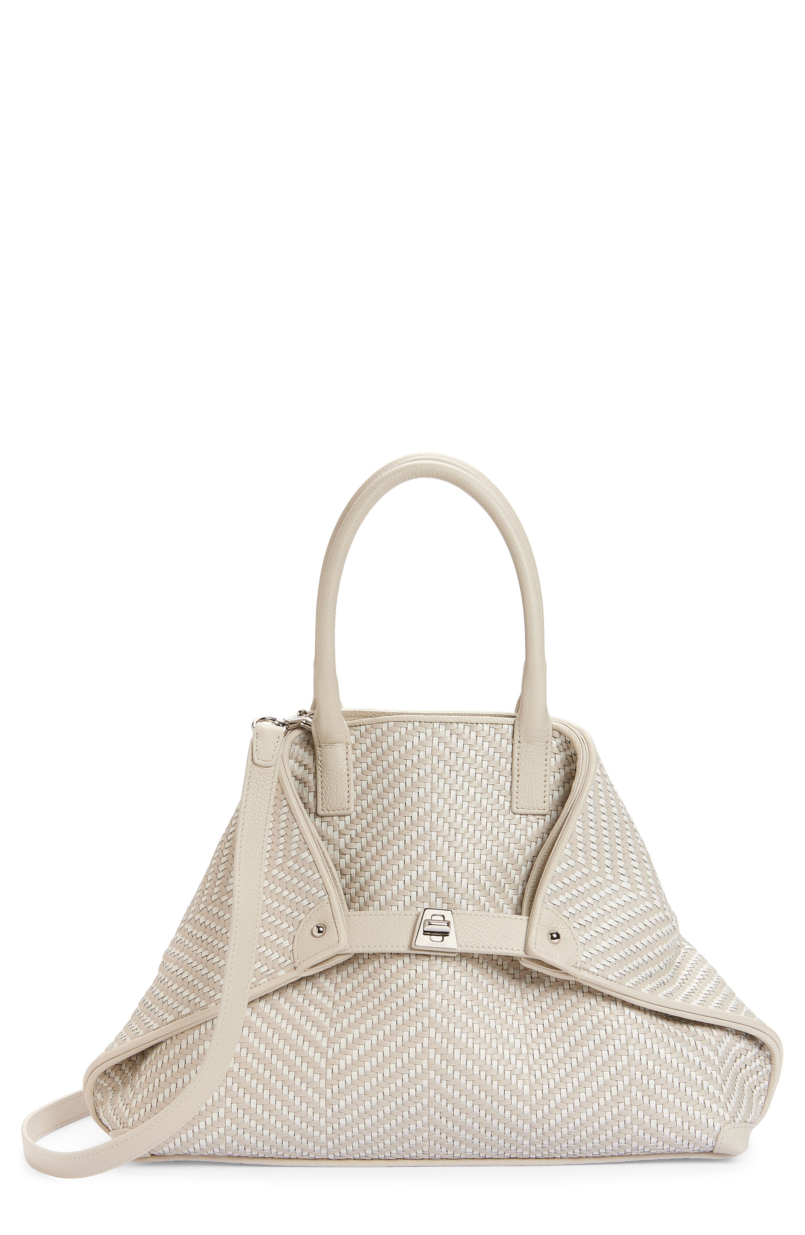 Akris Small AI Woven Leather Tote, Main, color, Ecru Alabaster