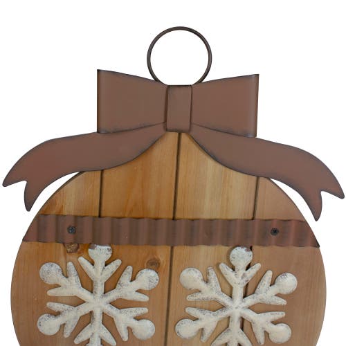 Northlight 16" Rustic Brown Snowflakes Christmas Ornament Wall Sign In Brown