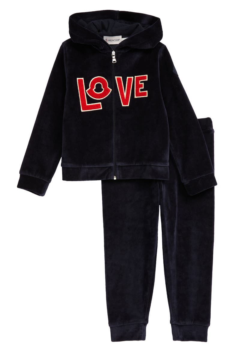 Kids' Love Logo Hooded Track Jacket & Joggers Set, Main, color, 778 NAVY