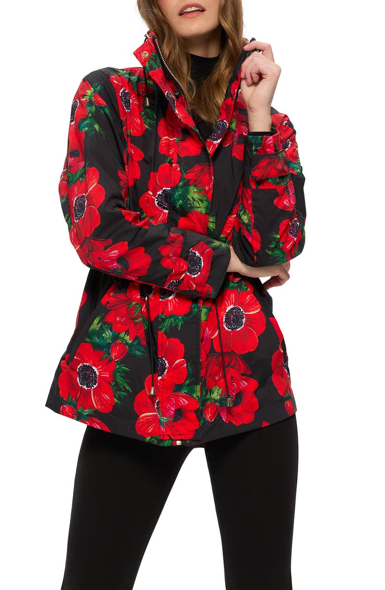 GORSKI Lightweight Zip Jacket, Concealed Hood, Alternate, color, Black Poppy