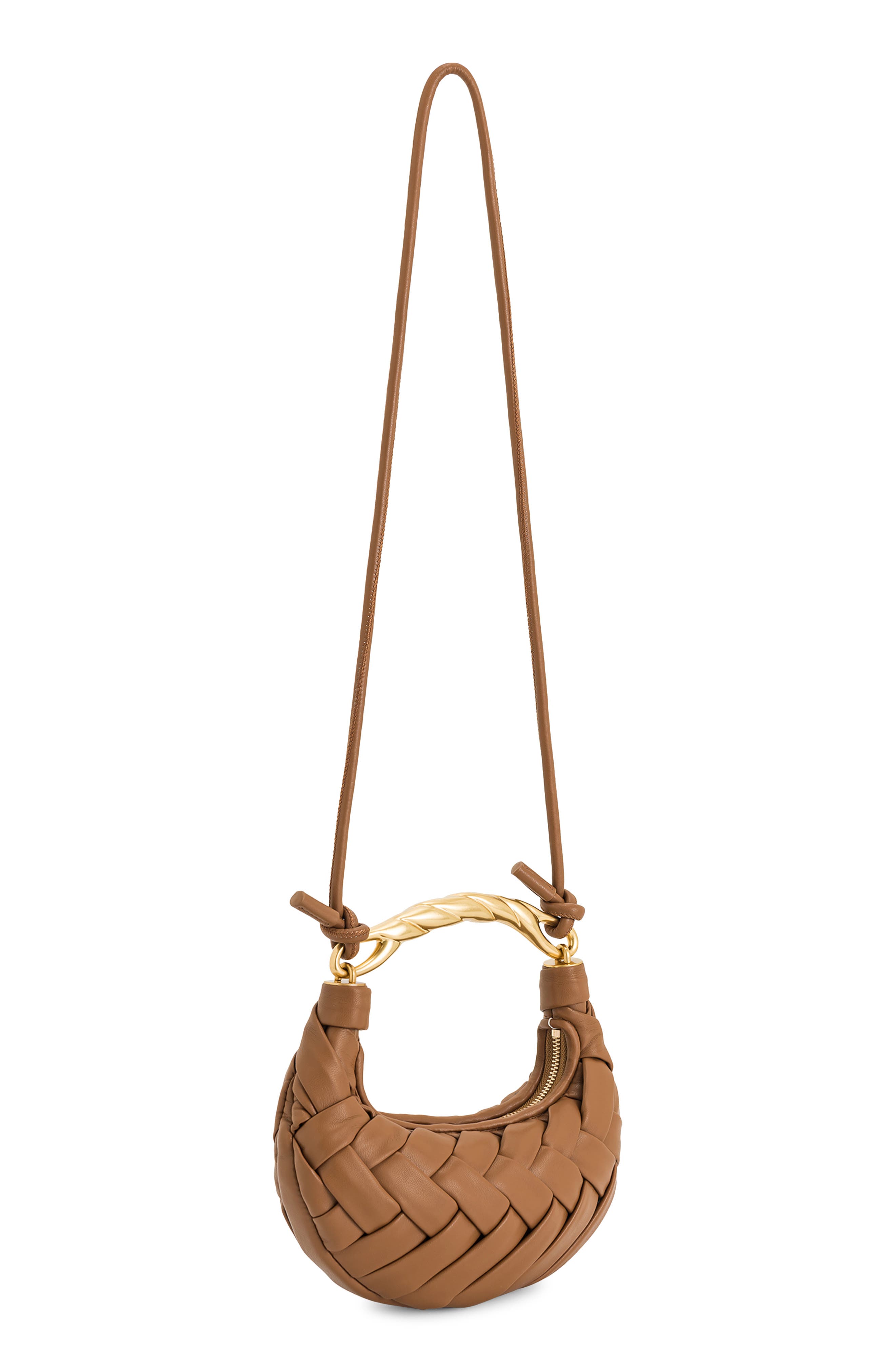 JW PEI Orla Woven Faux Leather Clutch, Alternate, color, Brown Leather With Gold