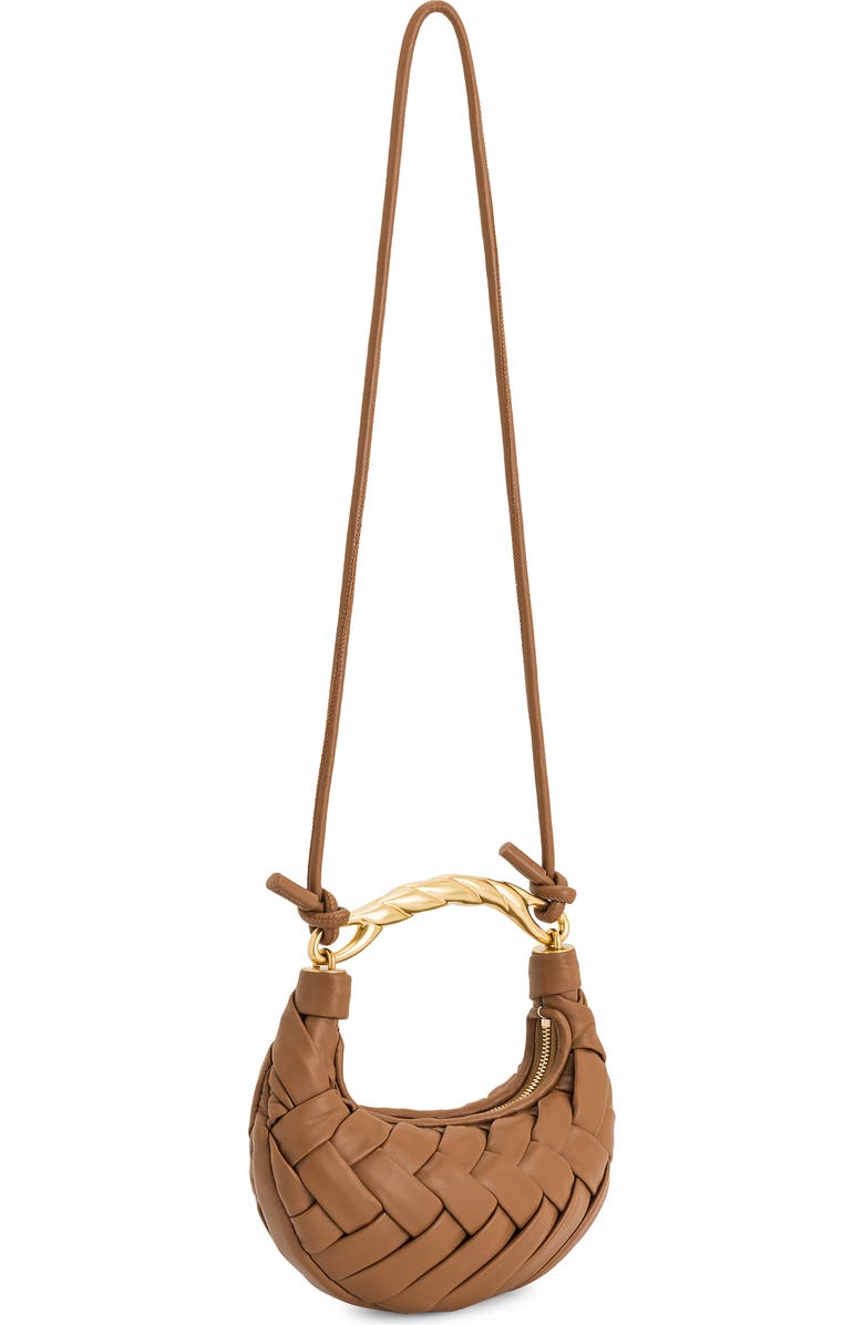 JW PEI Orla Woven Faux Leather Clutch, Alternate, color, Brown Leather With Gold