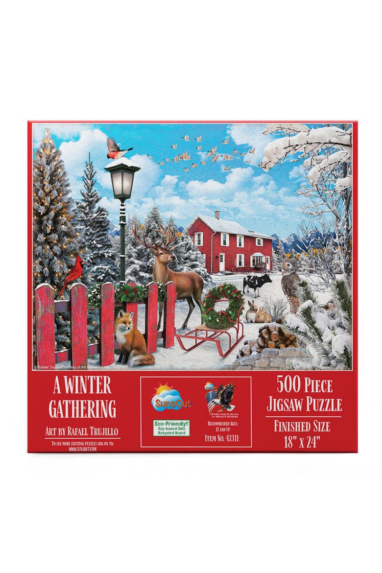 A Winter Gathering 500 piece Jigsaw Puzzle for Adults, Alternate, color, Multicolor