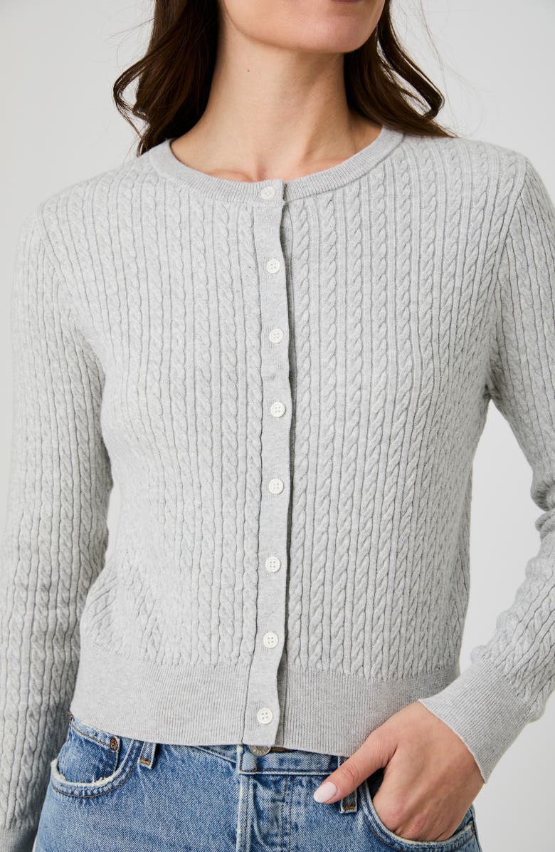 French Connection Cable Stitch Cardigan, Alternate, color, Heather