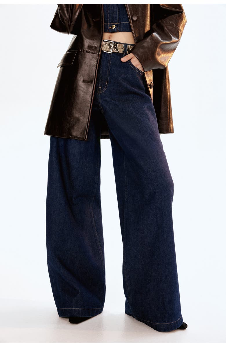 H&M Wide High Jeans, Alternate, color, Dark Denim Blue