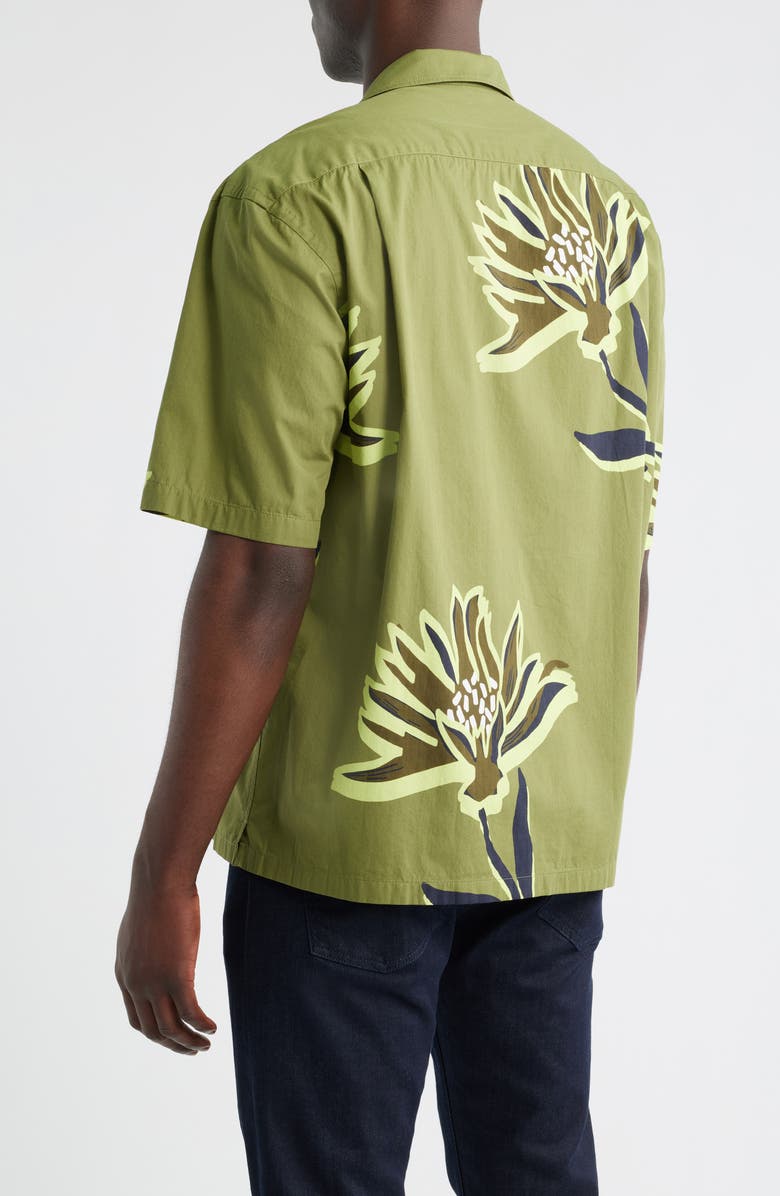BOSS Lars Floral Camp Shirt, Alternate, color, Medium Green