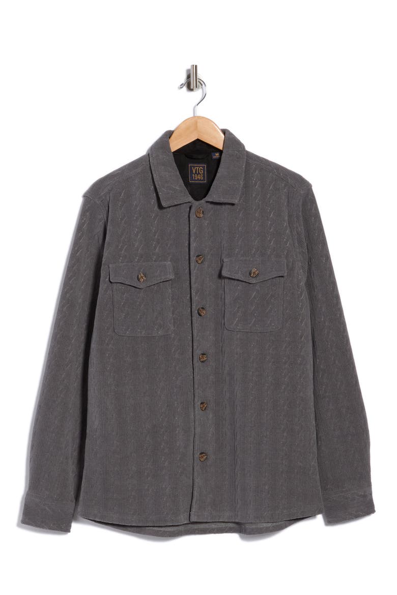Cable Knit Shirt Jacket, Alternate, color, MID GREY
