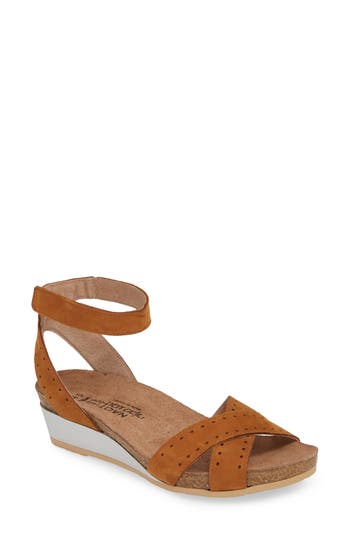 Naot Wand Wedge Sandal In Amber