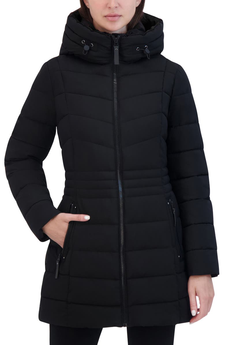 Laundry by Shelli Segal Stretch Puffer Jacket, Main, color, Black