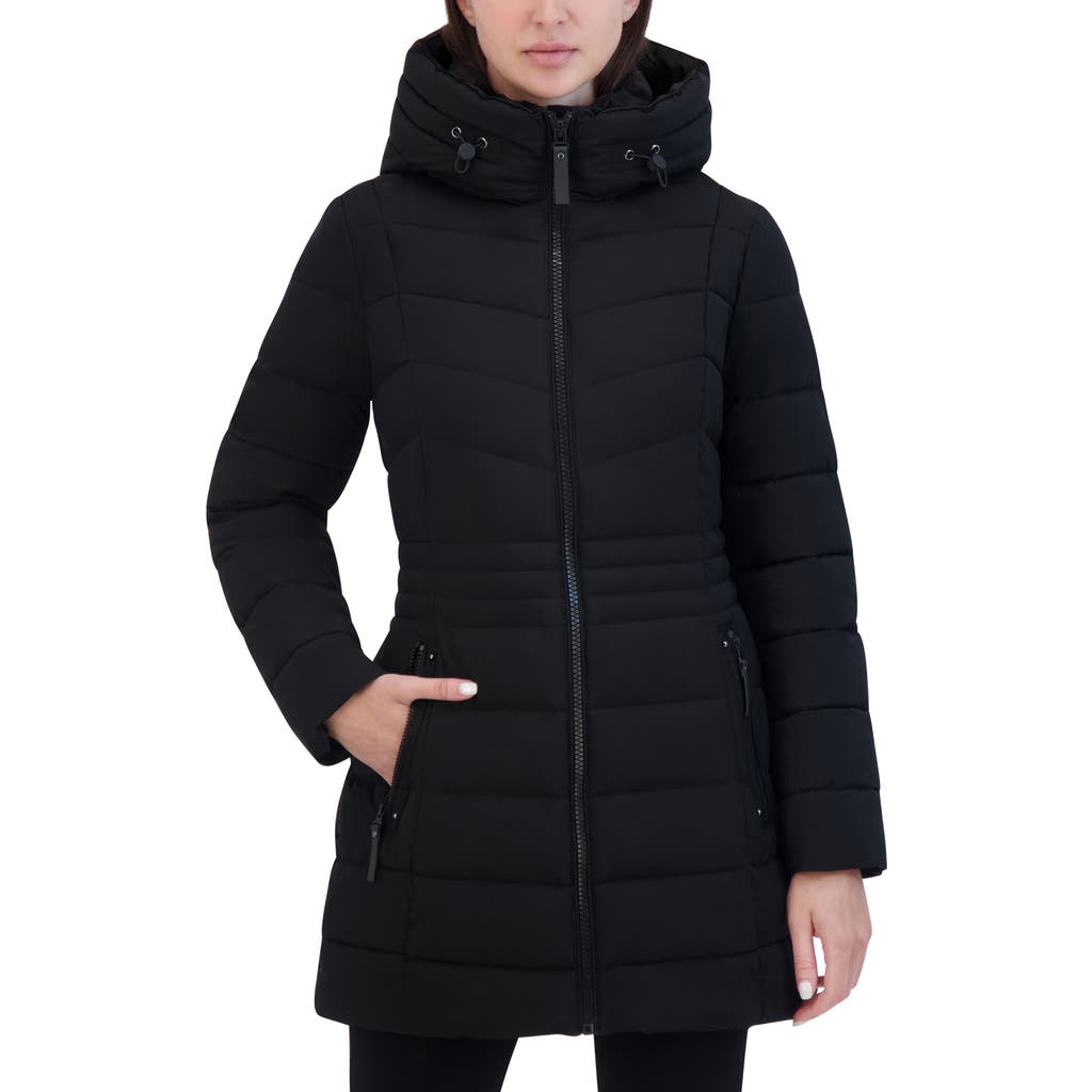 Laundry By Shelli Segal Stretch Puffer Jacket In Black