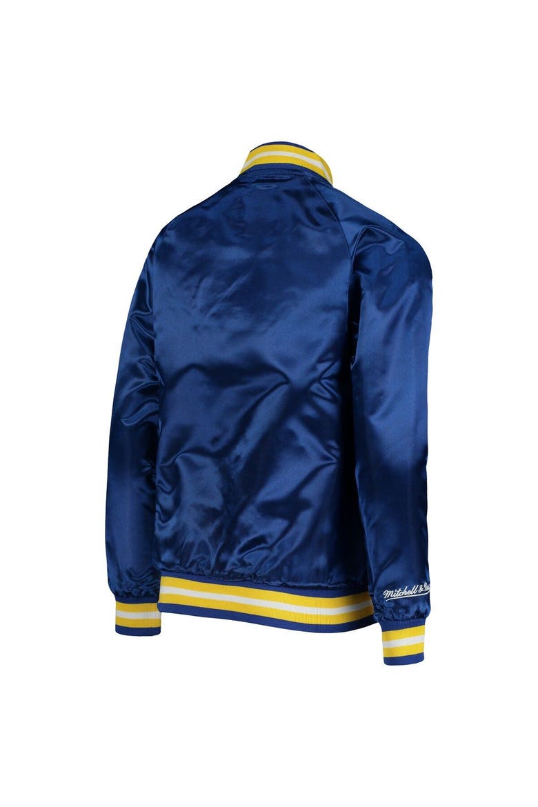 Youth Mitchell & Ness Royal Golden State Warriors Hardwood Classics Satin Raglan Full-Snap Jacket, Alternate, color, Royal