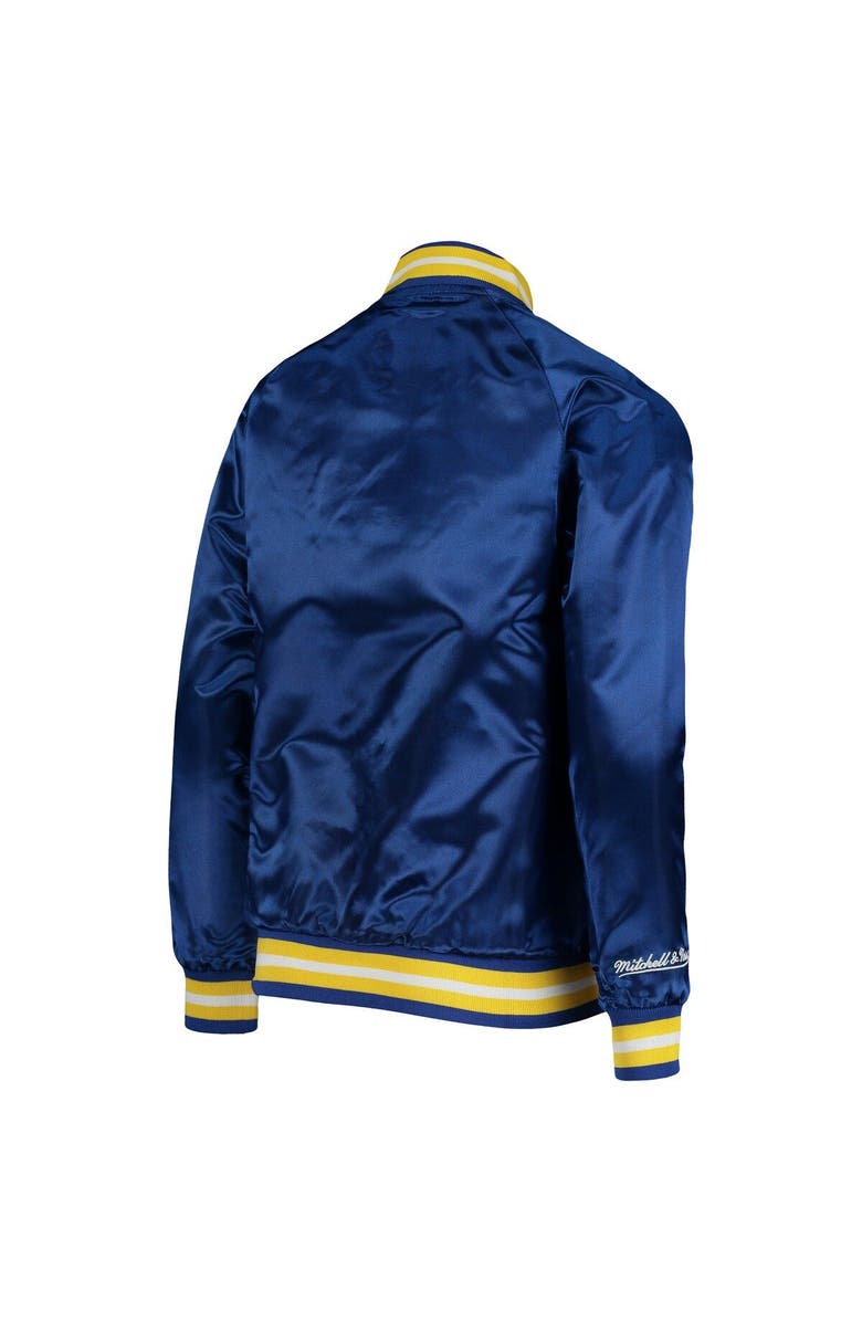 Mitchell & Ness Youth Mitchell & Ness Royal Golden State Warriors Hardwood Classics Satin Raglan Full-Snap Jacket, Alternate, color, Royal