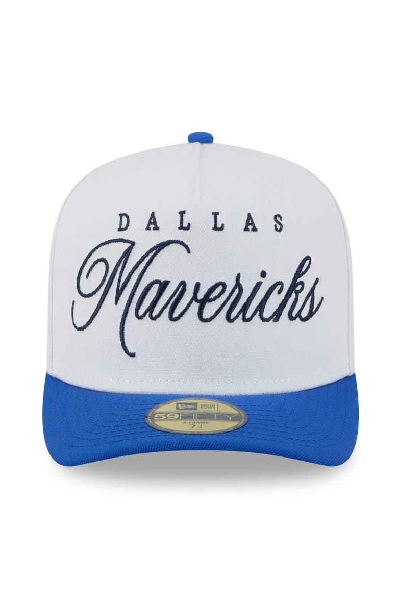 New Era Men's New Era White/Blue Dallas Mavericks 2025 NBA Draft A-Frame 59FIFTY Fitted Hat, Alternate, color, 