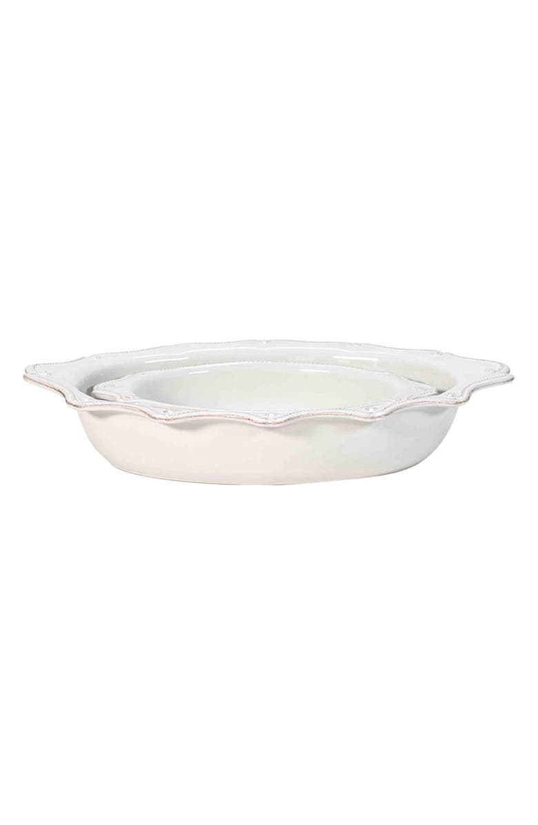 Juliska Berry & Thread Set of 2 Oval Ceramic Baking Dishes, Alternate, color, Whitewash