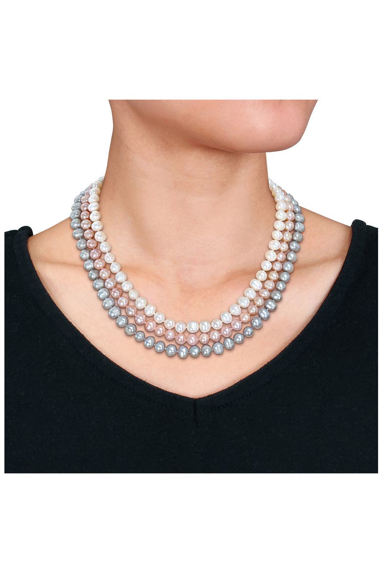 Triple Strand Multicolor Freshwater Pearl Necklace, Alternate, color, WHITE MULTICOLOR