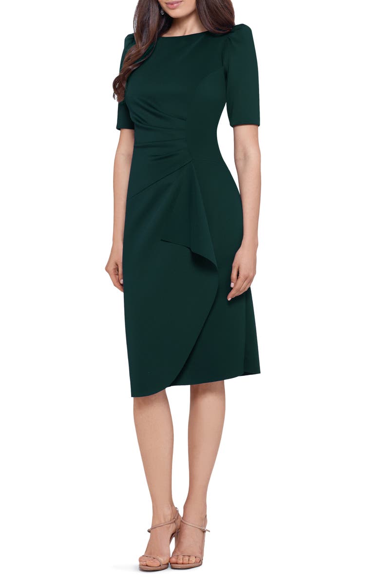 Xscape Evenings Ruched Scuba Knit Cocktail Midi Dress, Alternate, color, 