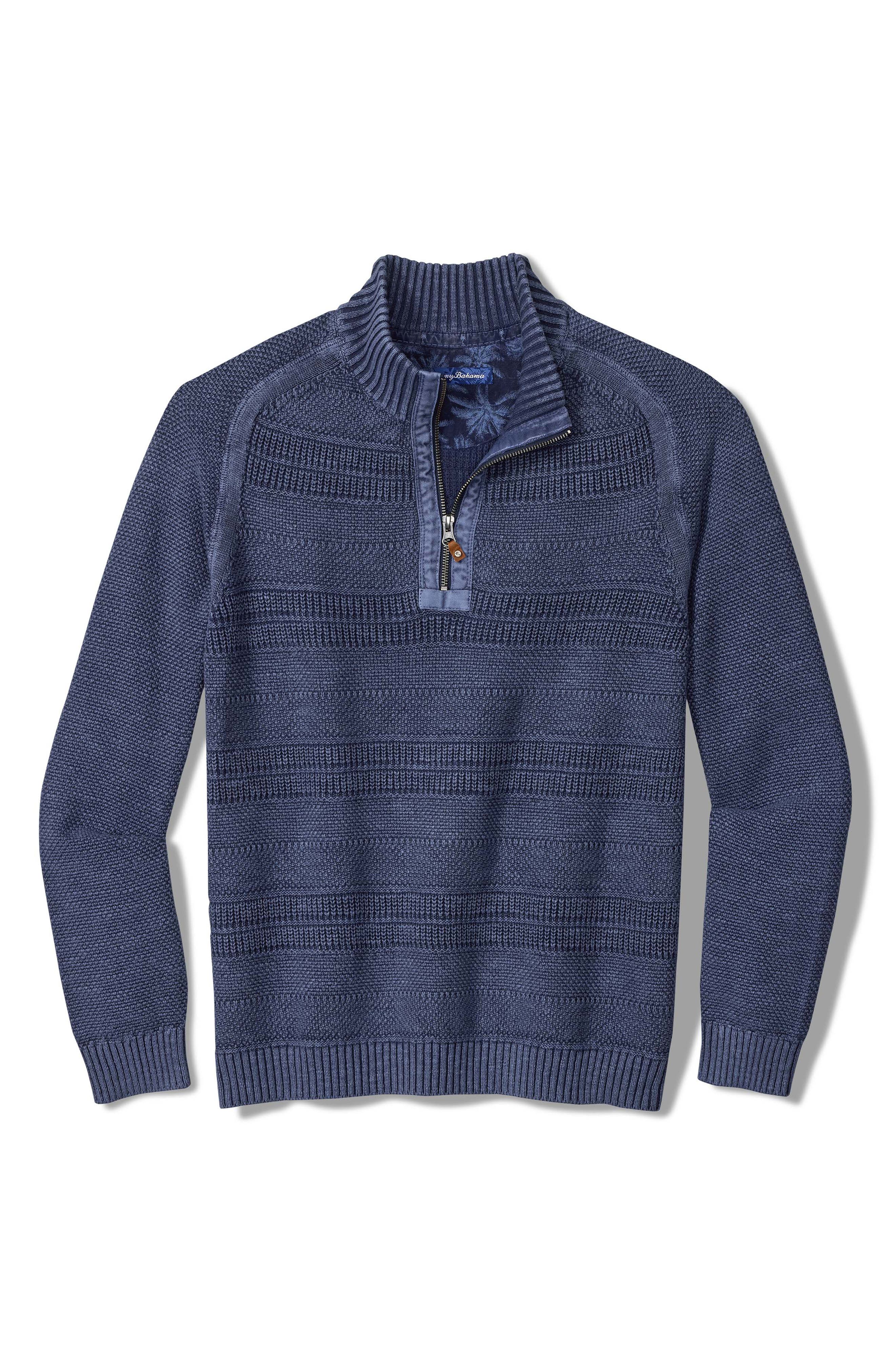 Tommy Bahama Saltwater Textured Cotton Half Zip Sweater