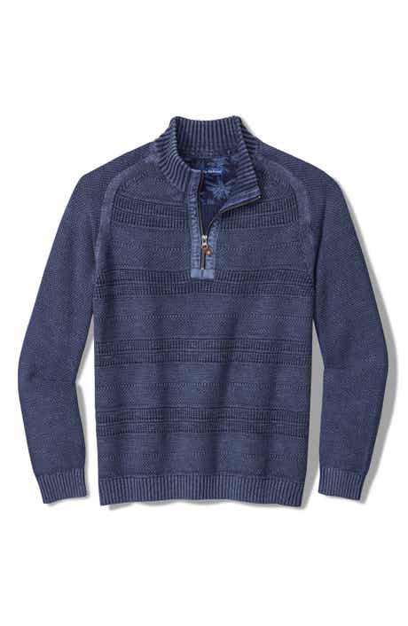 Tommy Bahama Saltwater Textured Cotton Half Zip Sweater