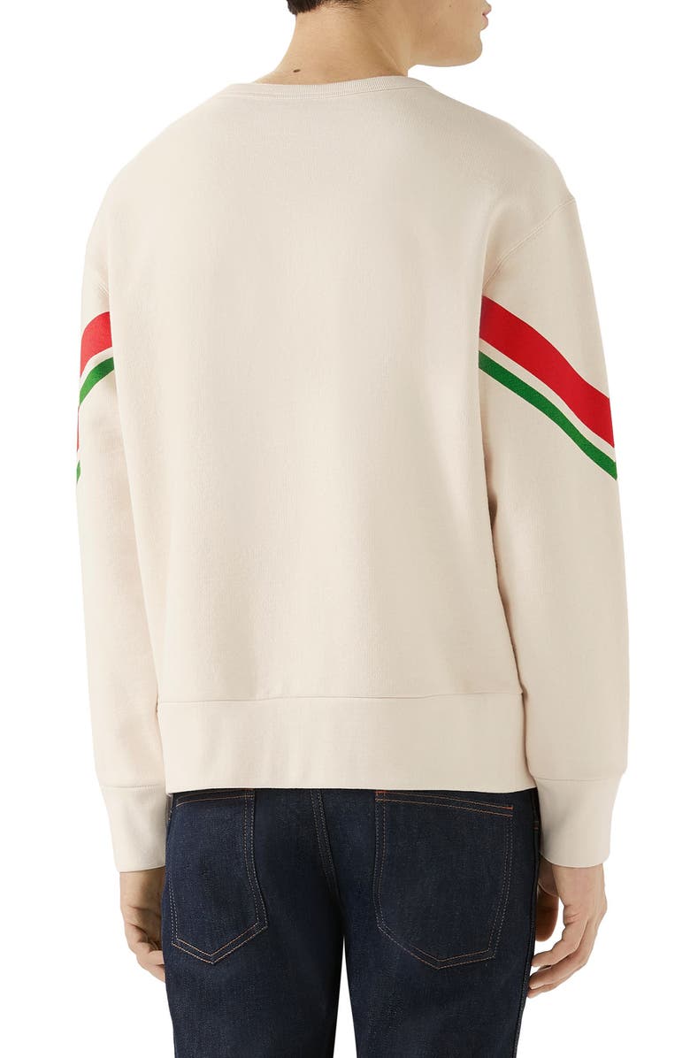 Gucci Interlocking-G Logo Stripe Cotton Sweatshirt, Alternate, color, 