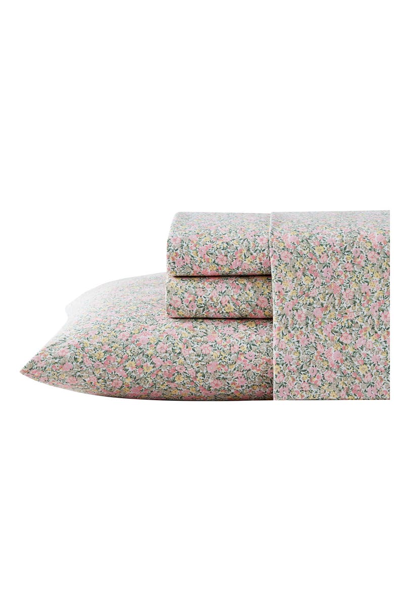 Loveston Cotton Sheet Set, Main, color, PINK/ GREEN
