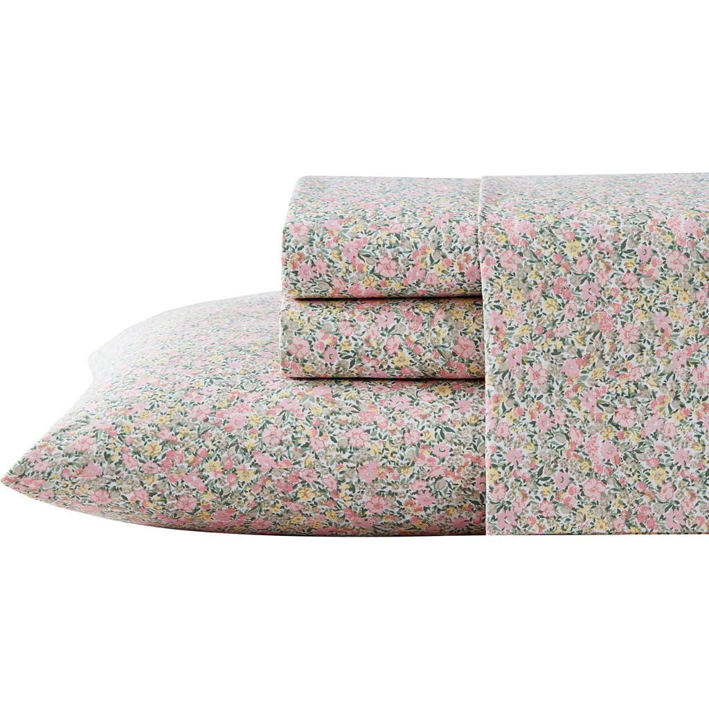 Laura Ashley Loveston Cotton Sheet Set In Pink/green