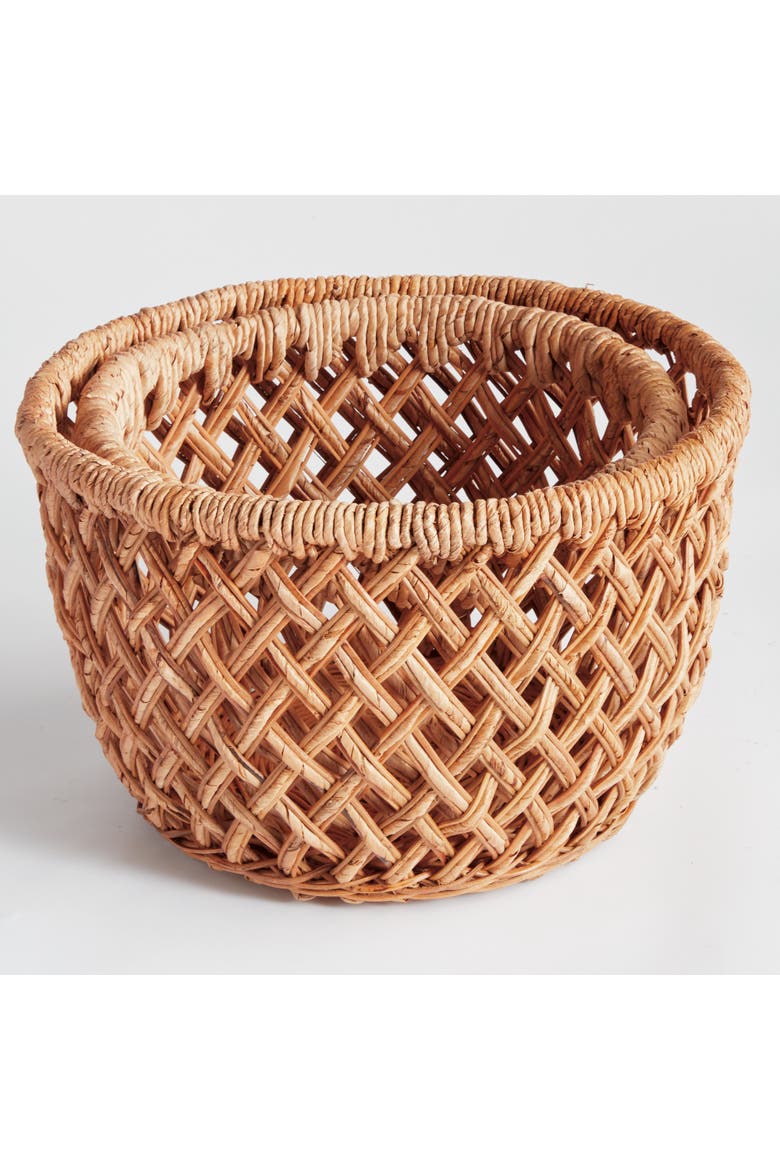 Emlyn Rattan Decorative Baskets Set of 2 Without Handles, Alternate, color, Beige