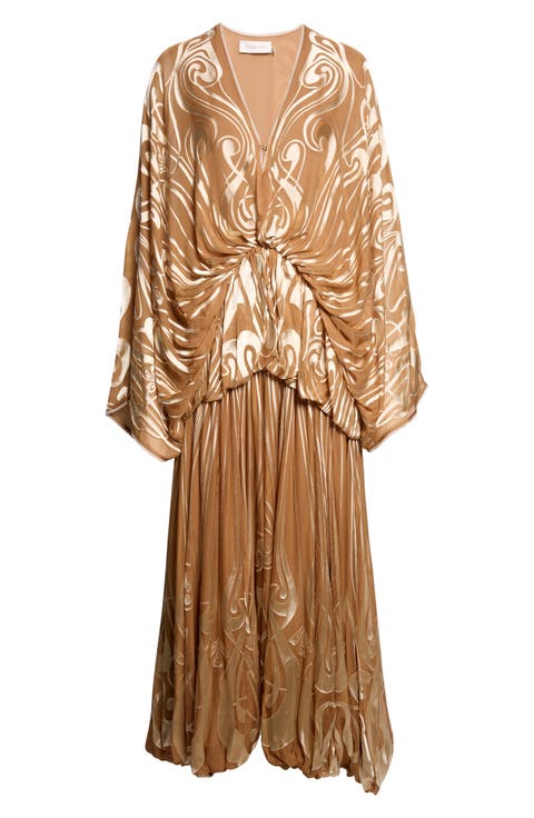 Momentum Burnout Long Sleeve Bubble Maxi Dress