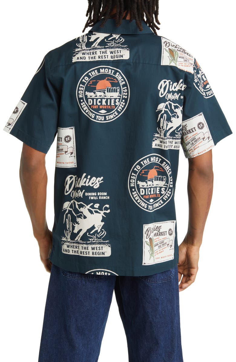 Dickies Greensburg Print Short Sleeve Cotton Button-Up Shirt, Alternate, color,
