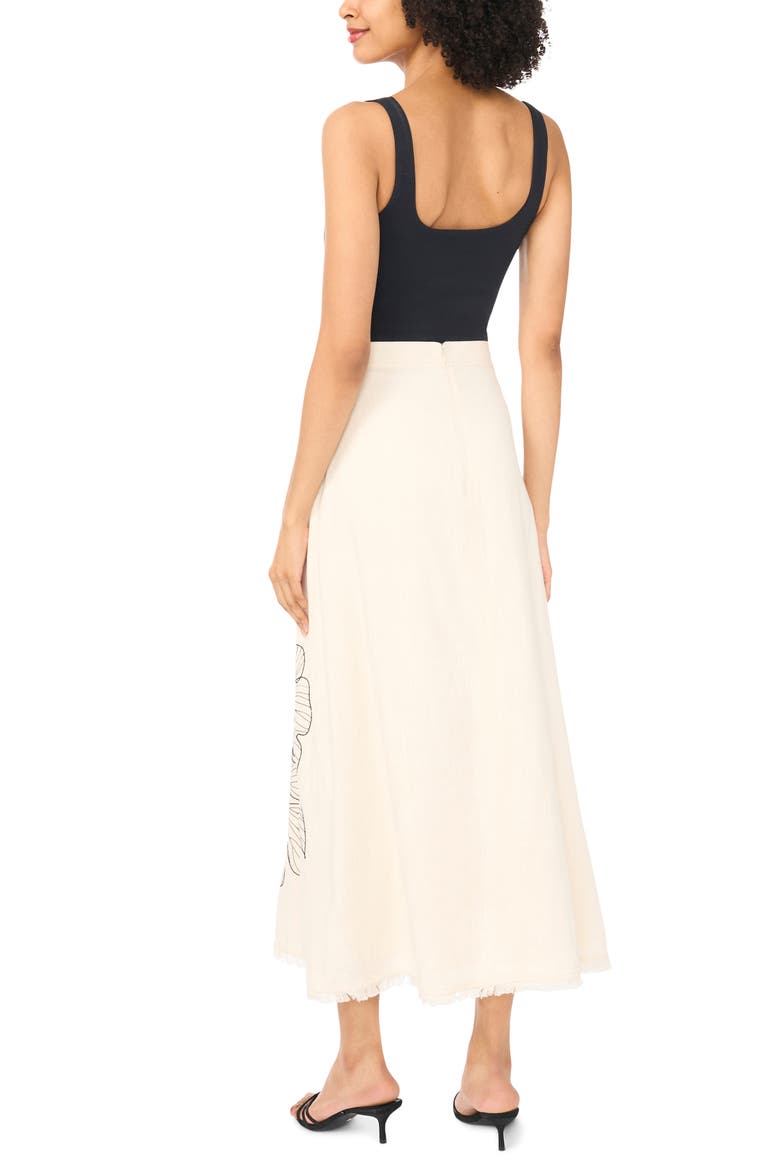 Placed Embroidered Floral Skirt, Alternate, color, NATURAL