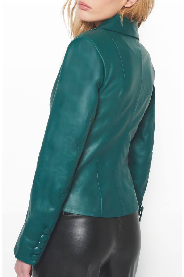 Telly Upcycled Leather Blazer, Alternate, color, Forest Green