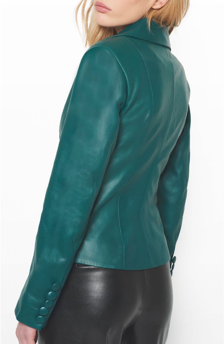 AS by DF Telly Upcycled Leather Blazer, Alternate, color, Forest Green