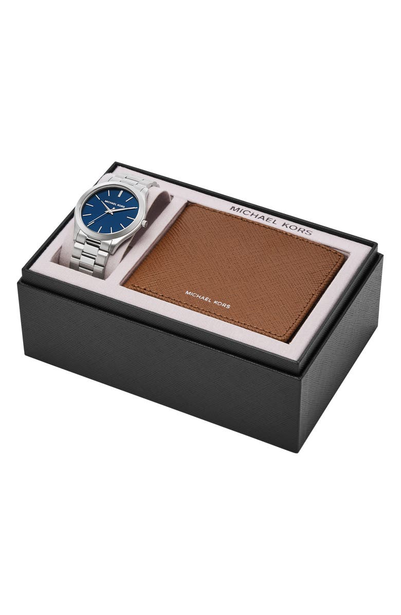 MICHAEL Michael Kors Slim Runway Bifold Wallet & Bracelet Watch Gift Set, 44mm, Alternate, color, 