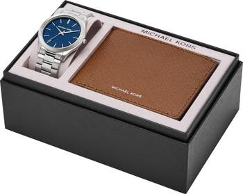 Slim Runway Bifold Wallet & Bracelet Watch Gift Set, 44mm