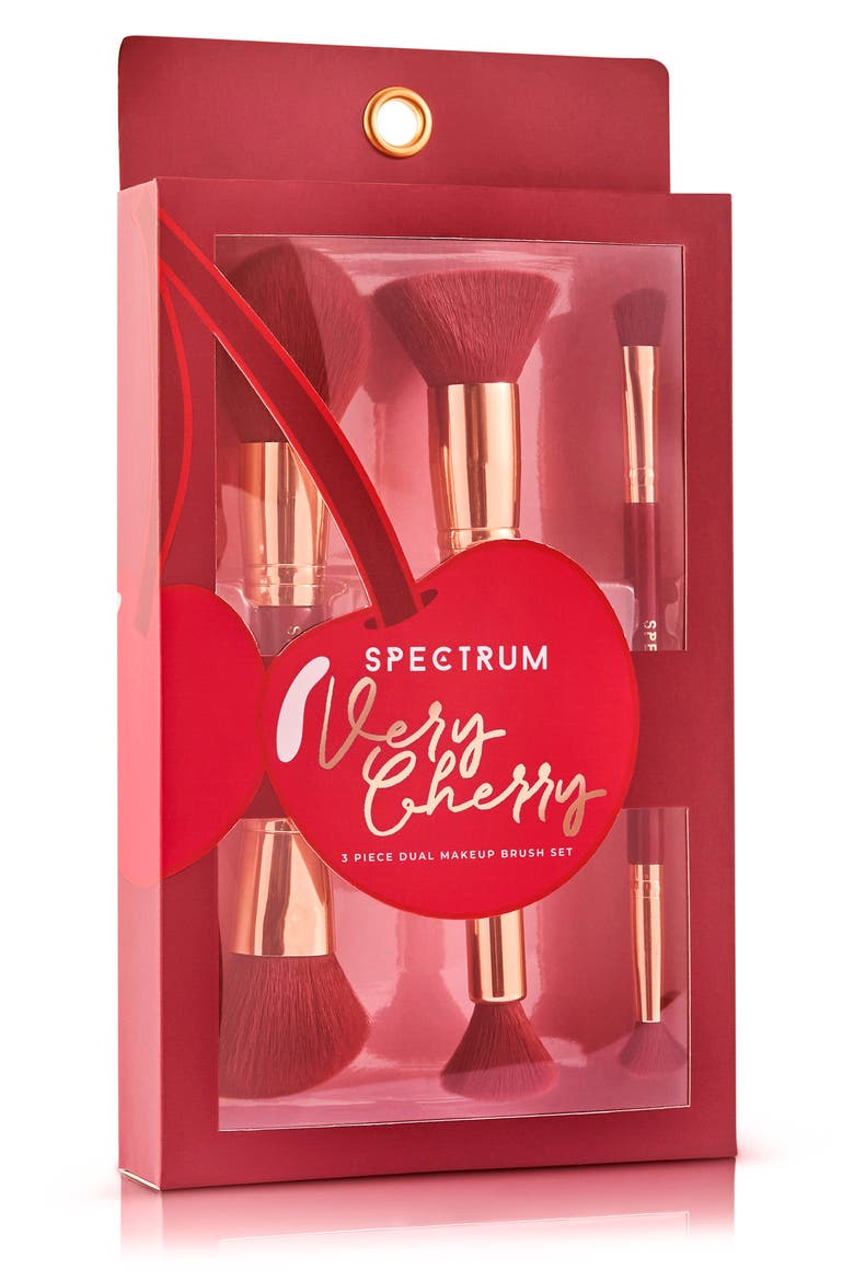 Very Cherry 3-Piece Makeup Brush Gift Set, Alternate, color, RED