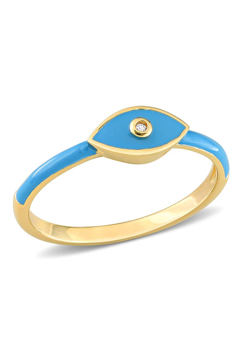 Sterling Silver & Created White Sapphire Evil Eye Ring, Main, color, BLUE