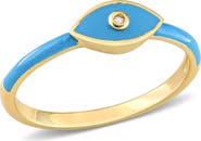 DELMAR Sterling Silver & Created White Sapphire Evil Eye Ring