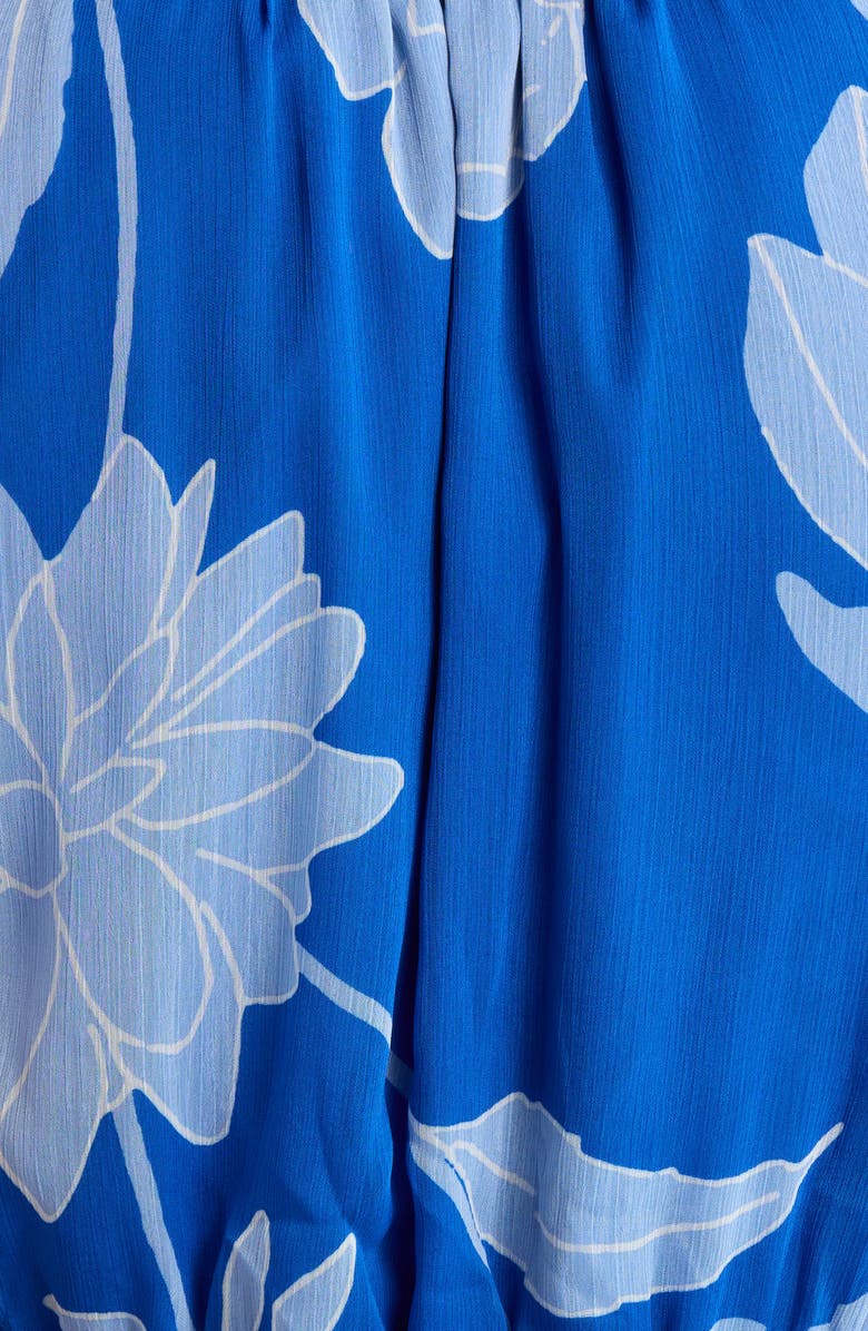SUGARLIPS Seabloom Floral Print Ruffle Dress, Alternate, color, Cobalt-Blue