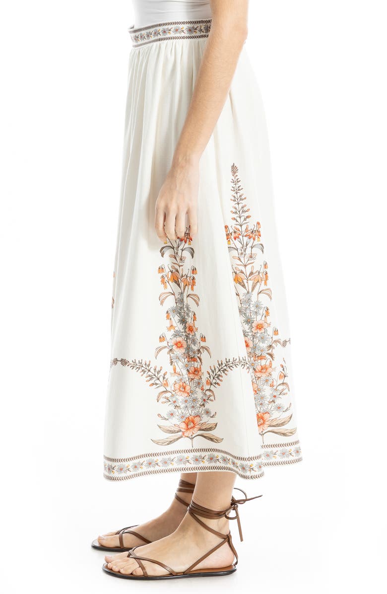 MAX STUDIO Border Print Maxi Skirt, Alternate, color, Natural Larkspur Spires