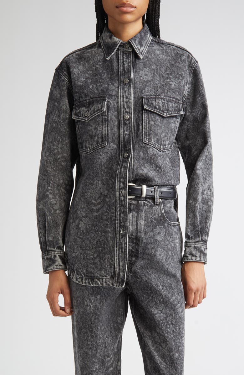 Golden Goose Journey Ollie Boyfriend Denim Button-Up Shirt, Main, color, Black Marble