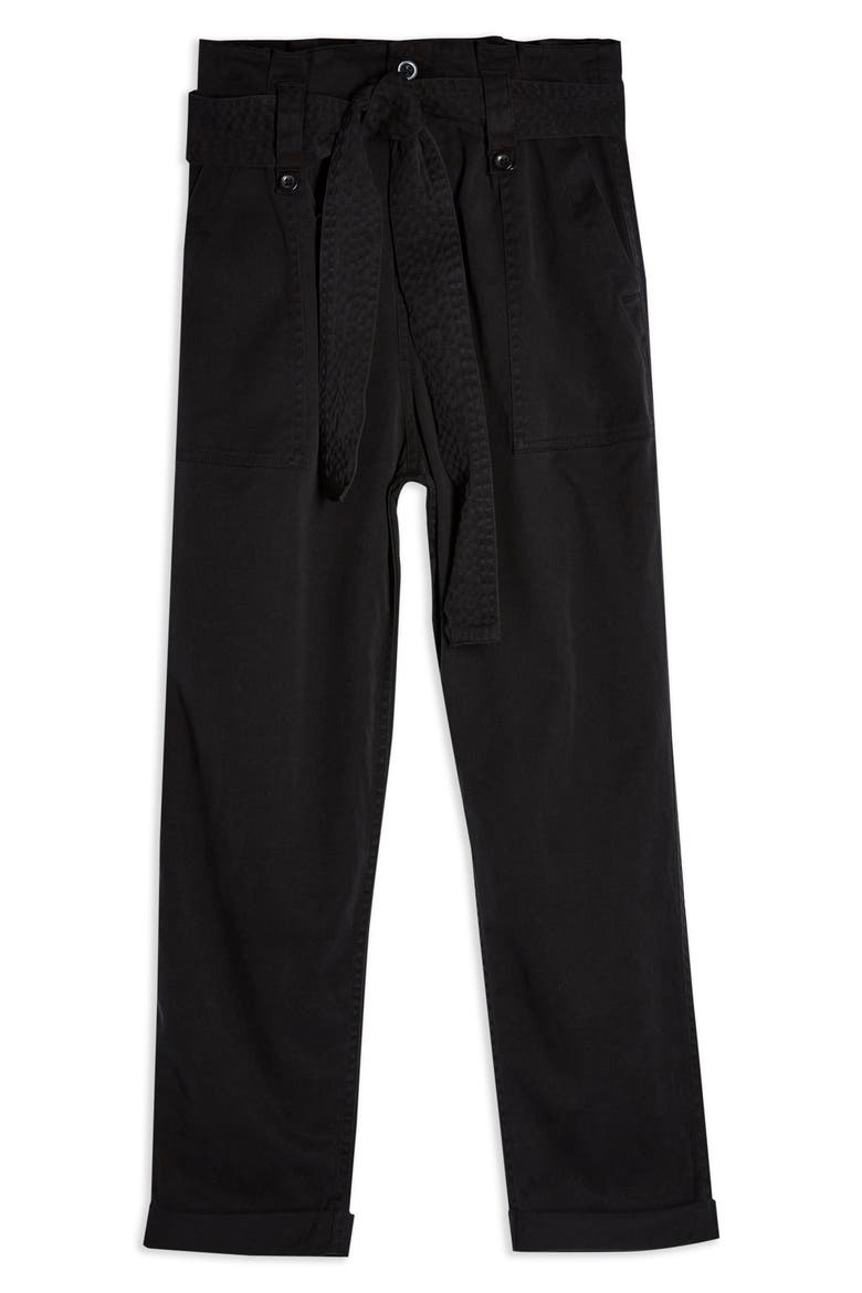 Popper Utility Trousers, Alternate, color, BLACK