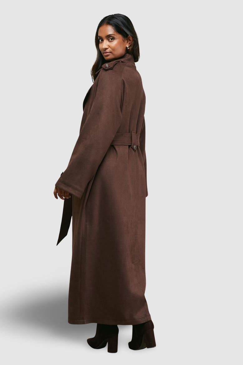Cuff Detail Belted Coat, Alternate, color, Chocolate