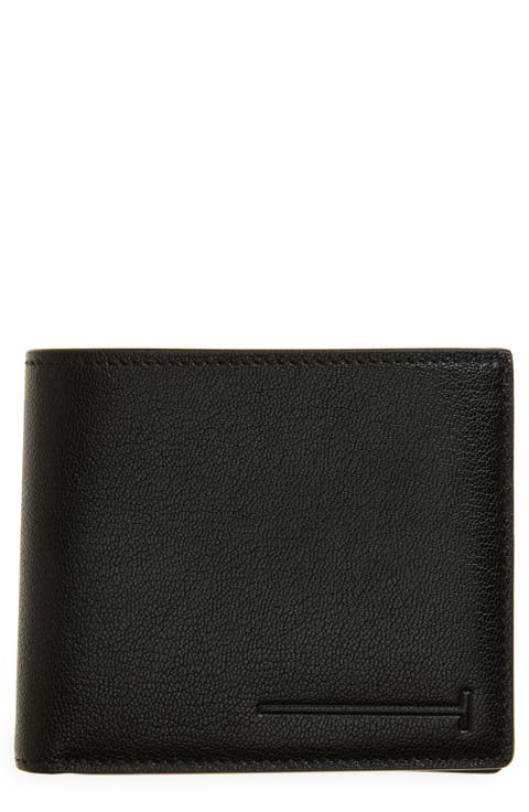 Elongated T-Line Classic Bifold Goatskin Leather Wallet
