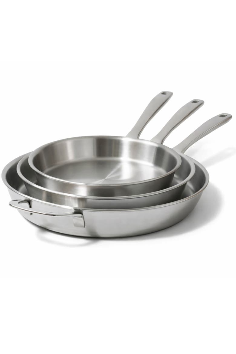 Maestro 3-Piece 5-Ply Stainless Steel Frying Pan Cookware Set, Main, color, Silver